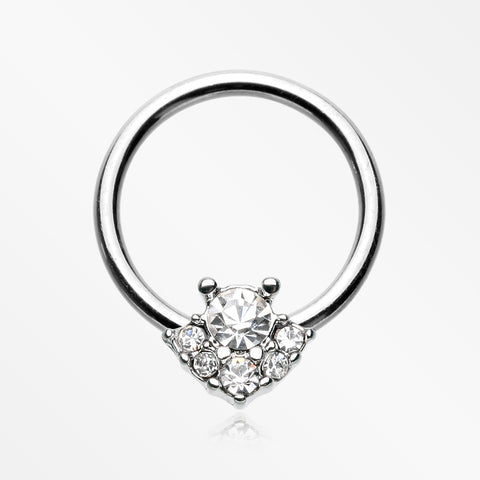 Elegance Dazzle Sparkle Captive Bead Ring-Clear