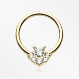 Golden Elegance Dazzle Sparkle Captive Bead Ring-Clear
