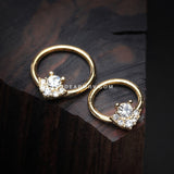 Golden Elegance Dazzle Sparkle Captive Bead Ring-Clear