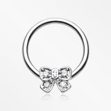 Dainty Bow-Tie Sparkle Captive Bead Ring-Clear