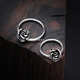 Vintage Steel Rose Blossom Captive Bead Ring