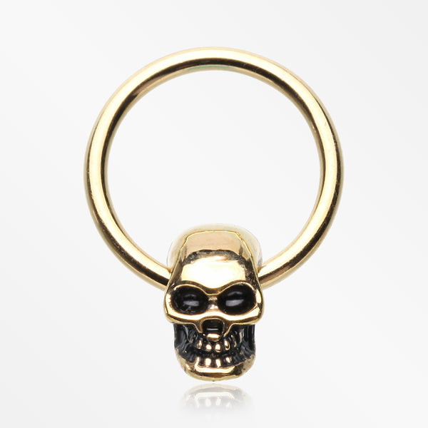 Golden Apocalyptic Skull Captive Bead Ring