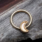 Golden Iridescent Revo Crescent Moon Captive Bead Ring