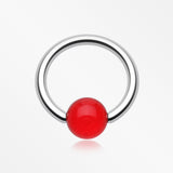 UV Acrylic Ball Top Captive Bead Ring-Red