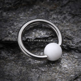 UV Acrylic Ball Top Captive Bead Ring-White