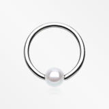 Luster Pearlescent Ball Ends Captive Bead Ring-White