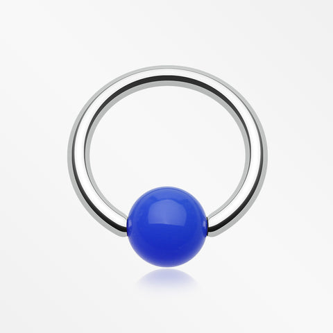 Neon Acrylic Ball Top Captive Bead Ring-Blue