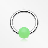 Neon Acrylic Ball Top Captive Bead Ring-Green