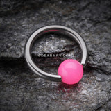 Neon Acrylic Ball Top Captive Bead Ring-Pink