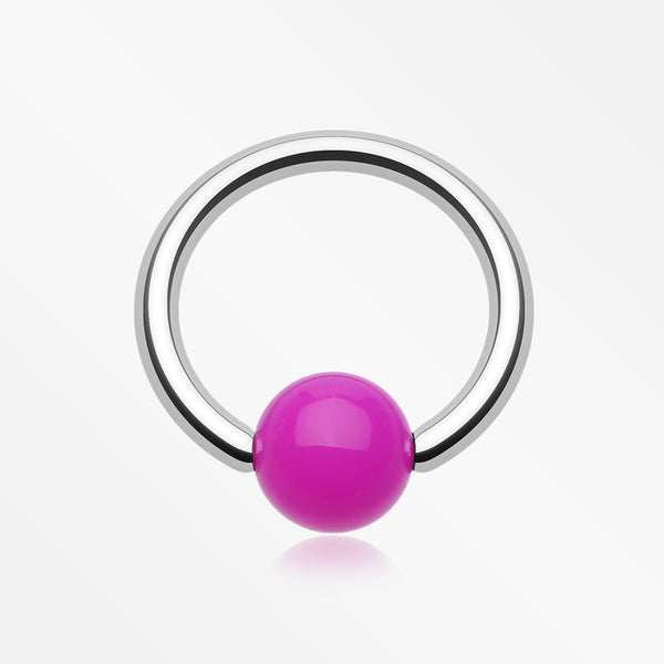Neon Acrylic Ball Top Captive Bead Ring-Purple