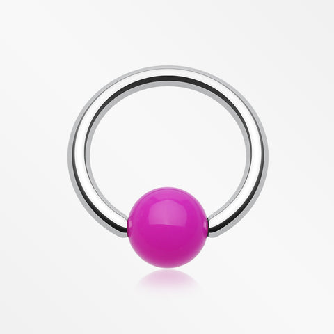 Neon Acrylic Ball Top Captive Bead Ring-Purple