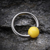 Neon Acrylic Ball Top Captive Bead Ring-Yellow