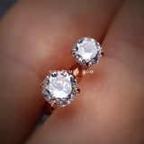 Rose Gold Round Gem Crystal Cartilage Tragus Earring-Clear