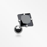 Square Gem Crystal Cartilage Earring-Black