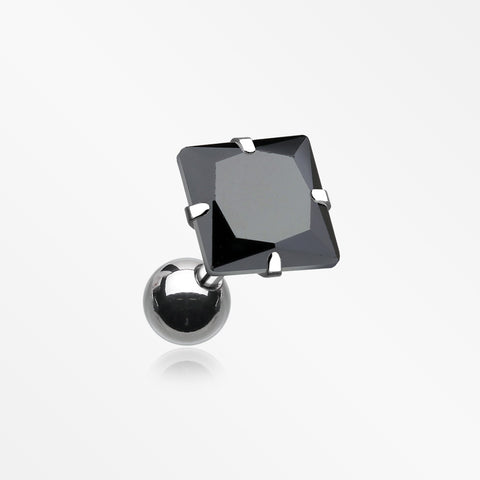 Square Gem Crystal Cartilage Earring-Black