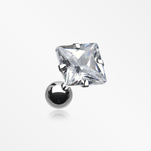 Square Gem Crystal Cartilage Earring-Clear