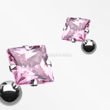 Square Gem Crystal Cartilage Earring-Pink