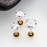 Golden Square Gem Crystal Cartilage Tragus Earring-Clear
