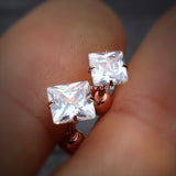 Rose Gold Square Gem Crystal Cartilage Tragus Earring-Clear