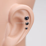 Gem Sparkle Cartilage Tragus Earring-Black