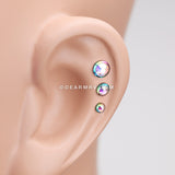 Colorline Gem Sparkle Cartilage Tragus Earring-Rainbow/Aurora Borealis