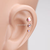 Rose Gold Gem Sparkle Cartilage Tragus Earring-Aurora Borealis