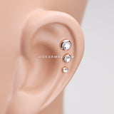 Rose Gold Gem Sparkle Cartilage Tragus Earring-Clear