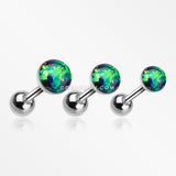 Opal Sparkle Cartilage Tragus Earring-Black