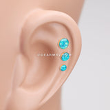 Golden Opal Sparkle Cartilage Tragus Earring-Teal