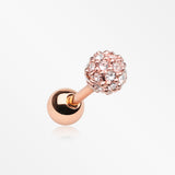Rose Gold Pave Sparkle Full Dome Cartilage Tragus Earring-Clear