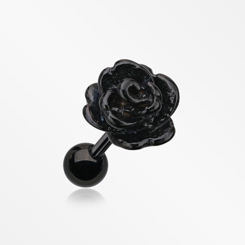 Colorline Steel Rose Cartilage Earring-Black