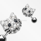 Adorable Kitty Multi-Gem Cartilage Earring-Clear/Black