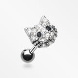 Adorable Kitty Multi-Gem Cartilage Earring-Clear/Black