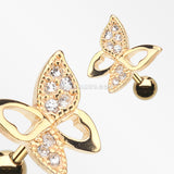 Golden Butterfly Cartilage Earring-Clear