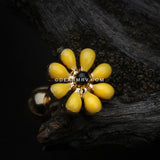 Golden Spring Blossom Flower Cartilage Tragus Earring-Yellow/Black