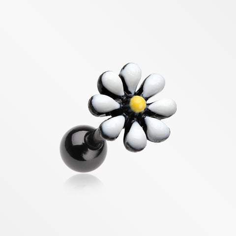Blackline Spring Blossom Flower Cartilage Tragus Earring-Black/White/Yellow