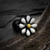 Blackline Spring Blossom Flower Cartilage Tragus Earring-Black/White/Yellow