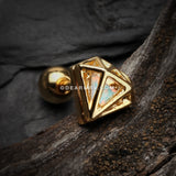Golden Urban Iridescent Diamond Cartilage Tragus Earring-Gold