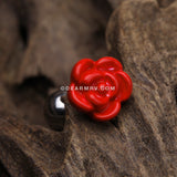 Vibrant Rose Blossom Cartilage Tragus Earring-Red