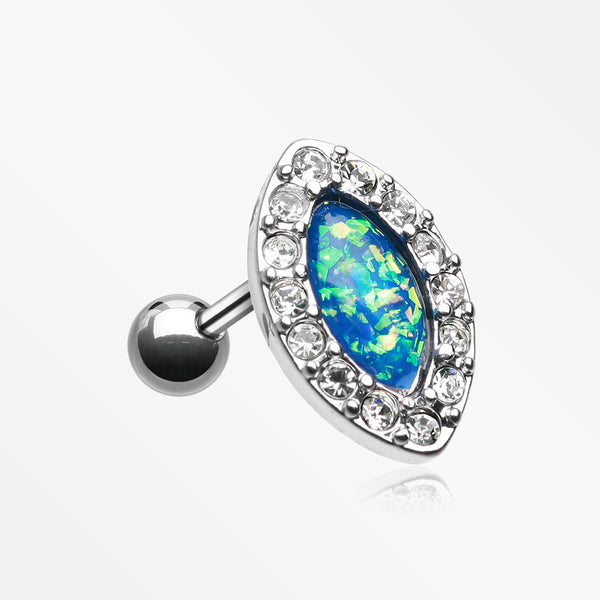 Opal Diamante Cartilage Tragus Earring-Clear/Blue