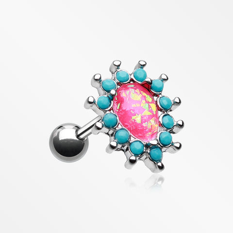 Opulent Opal Turquoise Cartilage Tragus Earring-Turquoise/Pink