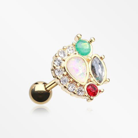 Golden Sparkle Opal Medley Cartilage Tragus Earring-Clear/Teal
