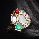 Golden Sparkle Opal Medley Cartilage Tragus Earring-Clear/Teal