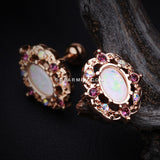 Rose Gold Grand Florid Opal Cartilage Tragus Earring-White