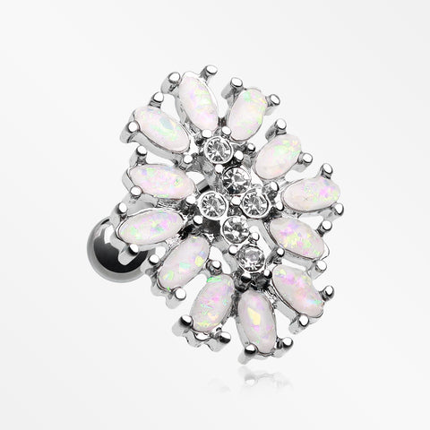 Opal Gliia Delight Flower Cartilage Tragus Earring-White/Clear