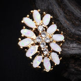 Golden Opal Gilia Delight Flower Cartilage Tragus Earring-White/Clear