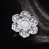 Opal Avens Flower Cartilage Tragus Earring-Clear/White