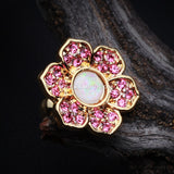 Golden Opal Avens Flower Cartilage Tragus Earring-Pink/White