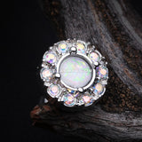 Opal Elegance Cartilage Tragus Earring-Aurora Borealis/White