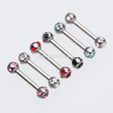 Double Aurora Gem Ball Steel Cartilage Tragus Barbell -Red